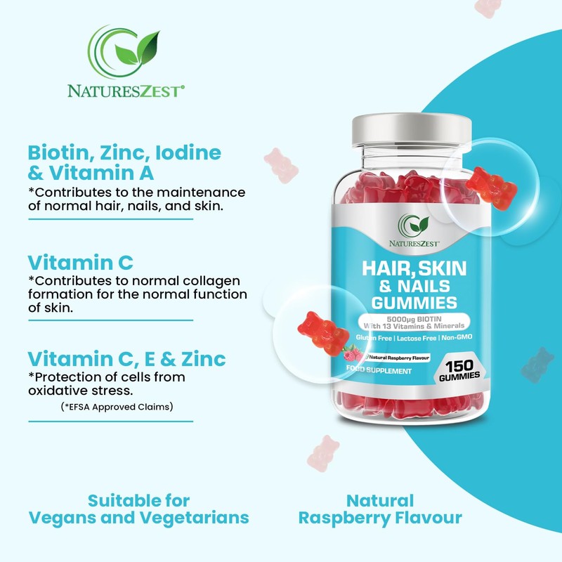Hair, Skin & Nails Gummies 5000μg Biotin – 13 Vitamins