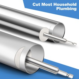 Anmxkoo Inside Pipe Cutter for Pvc Pipe, Professional Pvc Pipe Cutter with 6pcs Rotary Drill Saw Blades and 1/4" Hex Shank, Plumber Tools for Big Small Diameter ABS Metal Pipes