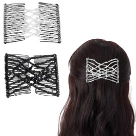 JEYORZY 2 x Magic Hair Comb with Elastic Beads and Double Clips, Elegant Hair Clips for Women, Practical and Trendy Accessories, Ideal DIY Hair Styling Accessories for Women and Girls