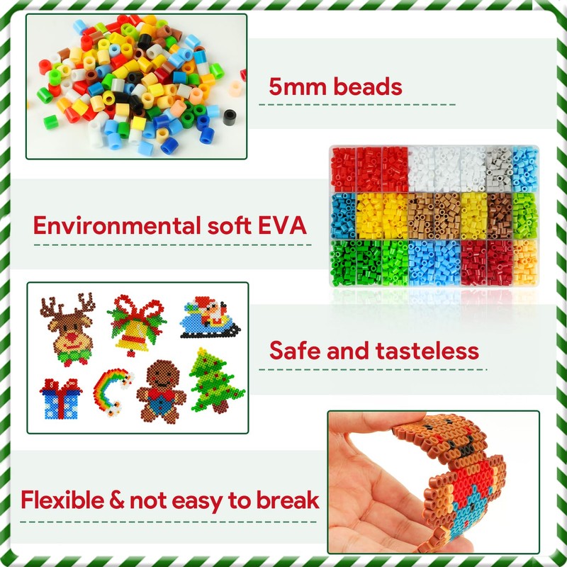 WEVOL 6350 Piece Iron-On Beads Set, Christmas Beads 5 mm,