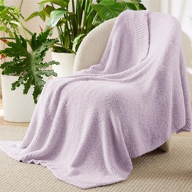 Bedsure Knit Throw Blanket for Couch - Super Soft, Cozy & Warm Fluffy Blanket, Breathable, Lightweight for Bed & Sofa, Purple, 50x60 Inches