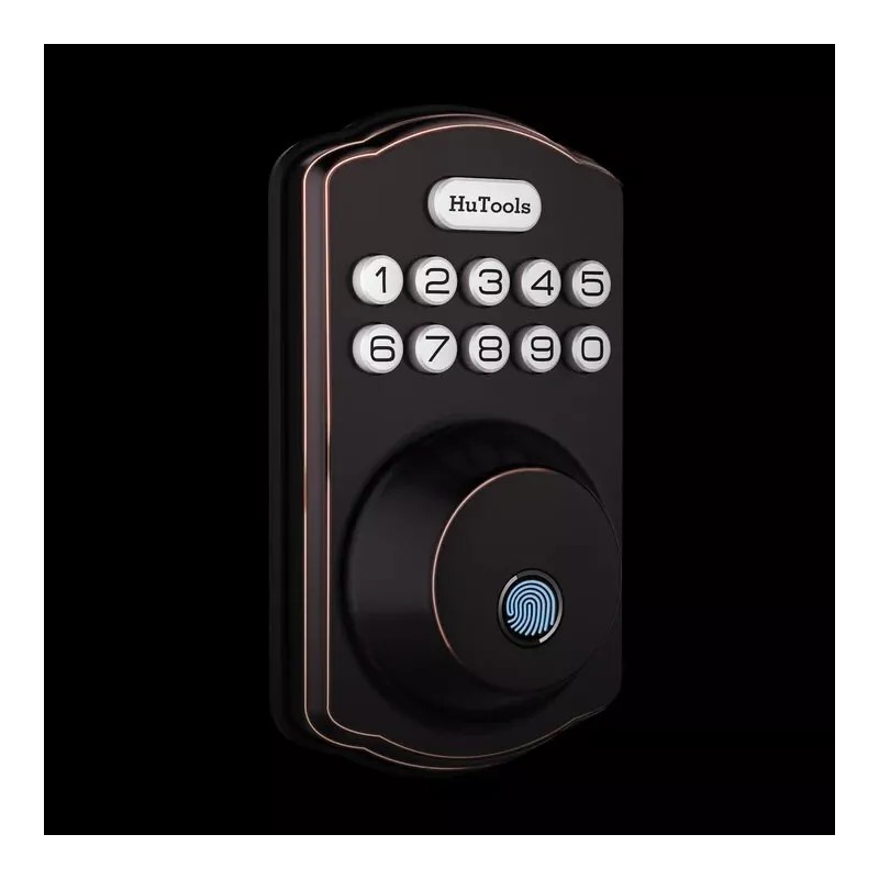 HuTools KS02 Biometric Electronic Keyless Entry Door Deadbolt Lock Oil