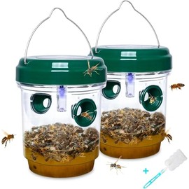 2 Pack Wasp Traps Outdoor Hanging Carpenter Bee Trap for Hornet, Yellow Jacket, Wasps, Reusable Solar Wasp Catcher, Bee Catchers for Outside