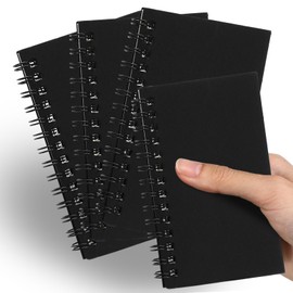 Jutom 4 Pcs Small Spiral Notebooks Memo Pads 3x5 Bulk Small Pocket Notebooks Mini Notepads with Lined Pages Mini Journals for Christmas Office School Work Supplies, 120 Pages (Black)