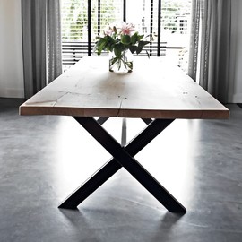 LBSLMJB Metal Table Legs Set of 2, 28” Height 20” Wide Desk Legs X Type Iron Dining Table Legs, Black Color Industrial Country Style Metal Furniture Legs…