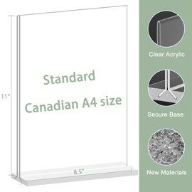 Acrylic Sign Holder 8.5 x 11 Inch, 2 Pack Clear Flyer Display Holder Sign Stand for Restaurant, Office, School, Store and Home