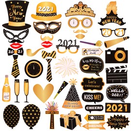 47Pcs New Years Eve Photo Booth Props- 2021 Photo Booth Props, New Years Eve Party Supplies 2021,Happy New Year Decorations 2021,NYE Decorations 2021, New Years Eve 2021- Farewell to 2020 and Welcome to 2021