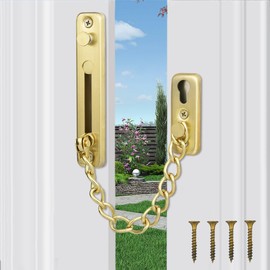 Door Chain Lock Stainless Steel Internal Door Chain Anti Theft Latch Chain Door Lock with Spring and Screws for Hotel Home Living Motel Apartment Bedroom (Black)