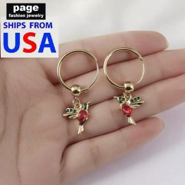 Rinhoo Unique Red Hummingbird Earrings Stud Hoop Drop Dangle Women Retro Jewelry
