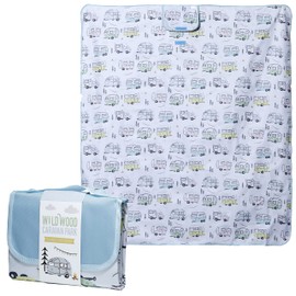 Puckator PICB03 Wildwood Caravan Picnic Blanket, Foldup, Camping Picnics Outdoors Beach Garden, 158x140cm, Durable Oxford Cloth with PVC