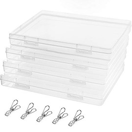 DUOFIRE Clear A4 File Box Portable Project Case Document Storage Organizer Magazine Holder 4 Pack