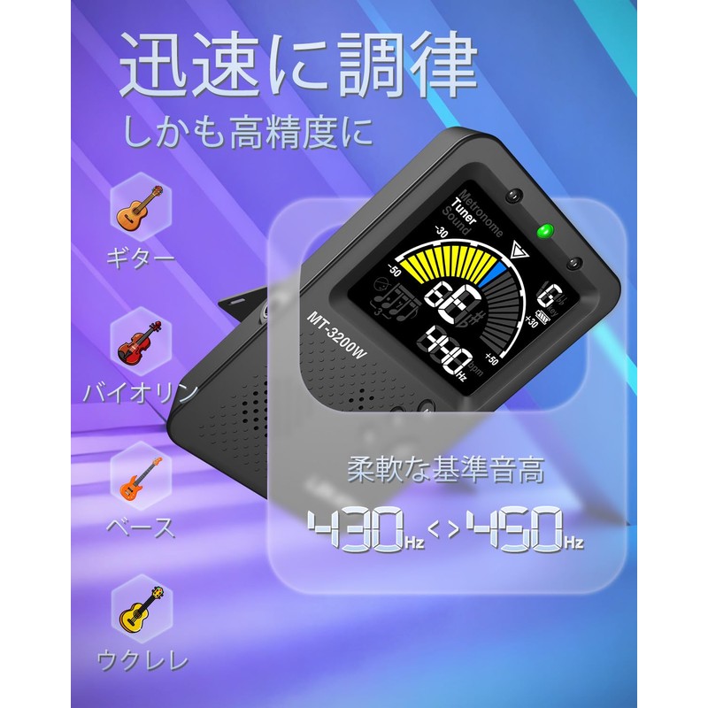 LEKATO Tuner with Metronome Mode, 3 in 1 Digital Guitar
