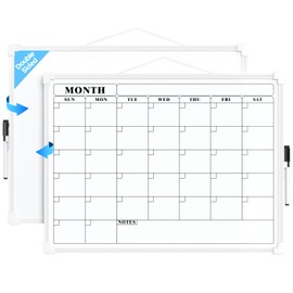 MaxGear Monthly Planner Dry Erase Board, 16"x12" Double-Sided Monthly Calendar Whiteboard for Wall, Small Magnetic Dry Erase Calendar, Portable White Board with Marker for Planning, Writing, Drawing