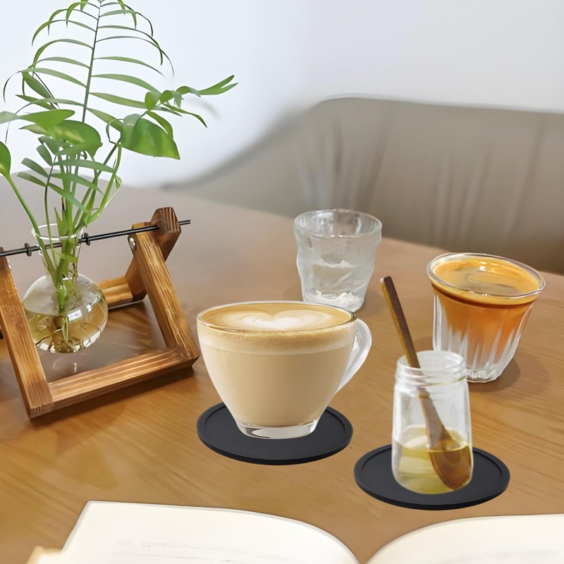 JAKOUE 5 Pack Silicone Coasters,Non-Slip Cup Coasters for Tables,Office, Desks,Kitchen,Bar,Drink