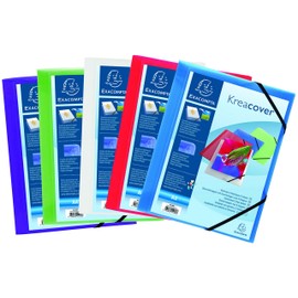 Exacompta - Ref 55189E - Kreacover Collection - Collection - Customisable PP Elastic Flap Folders - Suitable for A4 Documents, Translucent Polypropylene - Assorted Colours (Pack of 5)