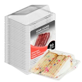 Sideways Cake Slice Containers with Hinged Lids – 30 Pack, Clear Disposable Plastic Dessert Slice Boxes, Leak-Resistant & Stackable – Ideal for Cake, Cheesecake, Pie, Bakery & Party Use