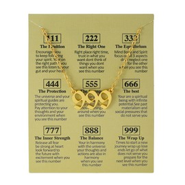 LANCHEN Angel Numbers Necklace 111 222 333 444 555 666 777 888 999 Old English Numerology Numbers Necklace Gold Minimalist Pendant