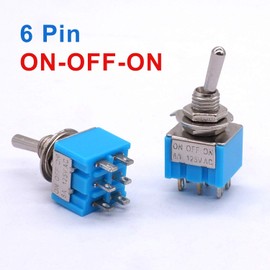Taiss / 10 pieces blue mini toggle switch AC 125 V 6 A on/off on 3 position 6 pin DPDT MTS-203
