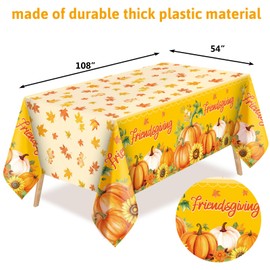 ceiba tree 3Pcs Friendsgiving Tablecloth Plastic Happy Thanksgiving Table Cover Party Supplies Decorations