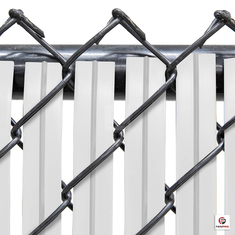 Chain-Link Fence Blade Slats with Bottom Lock (8-ft, White)