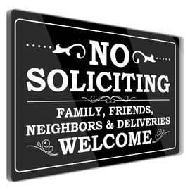 No Soliciting Sign for House, No Soliciting Signs for Home, Use for Office or Business Front Door Warning Reminder Signs, Apartment Porch Entrances Wall Decor Use 4" x 6" - PZA05
