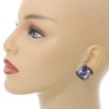 Marcasite Square Blue/Clear Crystal, White Faux Peal Clip On Earrings