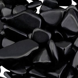 SUNYIK Black Obsidian Tumbled Chips Stone Crushed Pieces Irregular Shaped Stones 0.3-0.5 inch 1pound(About 460 Gram)
