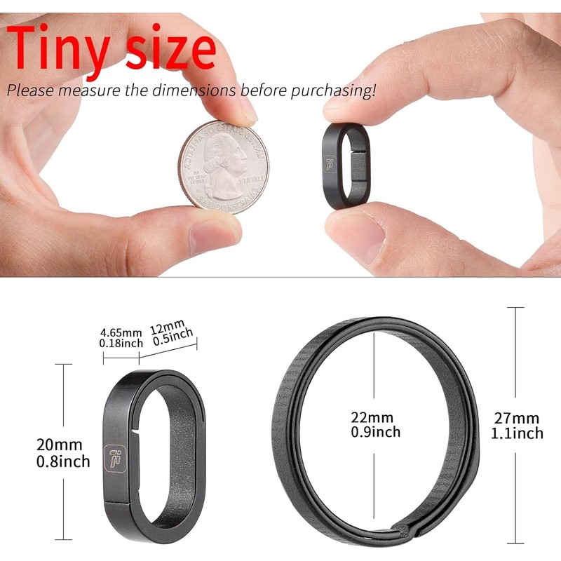[TIMULTI] Titanium Key Ring Keychain Small Carabiner Interlocking Ring Oval