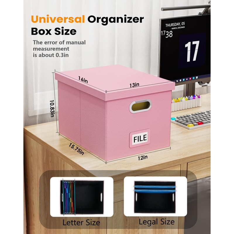 Oterri File Organizer Box,Filing Box with Lid,File Box for Letter/Legal