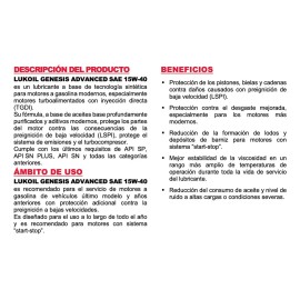 Aceite Motor Sintético Lukoil Genesis Advanced Sae 15w-40 1l