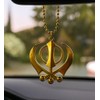Steel Finish Golden and Silver Khanda Car Hanging Accessory with