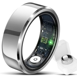 Hugrow Smart Ring for Men & Women, Wellness & Fitness Tracker with Sleep/Step/Heart Rate/Blood Oxygen/Calorie Counter, IP68 Waterproof Wearable Ring for iOS Android Silver #9