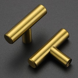 Ravinte Pack of 25 Gold Cabinet Knobs, T Bar Handles for Kitchen Cabinets, 50 mm Total Length Cabinet Handles, Rustproof Stainless Steel Furniture Door Handles