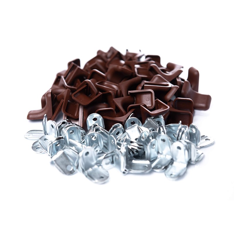 20 x Sossai® Angle Connectors Galvanised Metal with Cover BT2