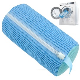 Shoe Washing Machine Bag,Shoe Laundry Bag for Washer and Dryer,Reusable Shoe Cleaning Bag for Sneakers,Shoe Washer with Self-locking Zipper,Microfiber inside,Includes Shoes Storage Bag, Blue(One