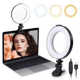 Video Conference Lighting Kit,6" LED Selfie Ring Light Webcam Light with Clamp Mount for YouTube/Tiktok/Makeup/Live Stream/Laptop/PC Monitor/Desk/Bed/Office