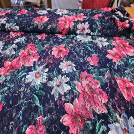Floral Roses  Painted  Lace Fabric Apparel  Abstract By the Yard
