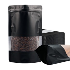 100 Pack Smell Proof Bags, Resealable Black Mylar Bags with Matte Window, Foil Pouch Stand Up Sealable Bags for Packaging, 3.93 × 5.9 Inch