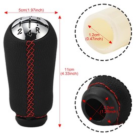 JSCARLIFE Car Gear Knob, 5-Speed Car Shift Knob Fit for R-enault Clio Megane 2 Scenic Kangoo Car Gear Shift Knob Upgraded ABS and Leather Gear Stick Knobs (Black)