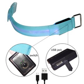 Fashion&cool LED Slap Band, USB Rechargeable Light Up Sport Armband, Glow in The Dark Adjustable Bracelets for Men&Women, Night Safety Lights for Running, Jogging Cycling, Hiking