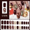 24 Pcs Square Press on Nails Fall Short Fake Nails