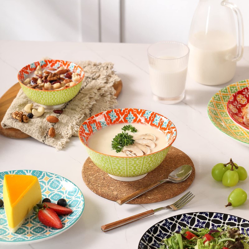 Metahom Ceramic Cereal Bowls, 23 Oz Colorful Soup Bowls, Deep