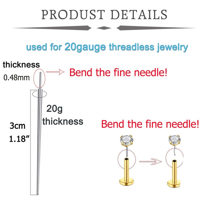 QWALIT Piercing Taper Threadless Jewelry Changing Tool Internal Threaded Piercing