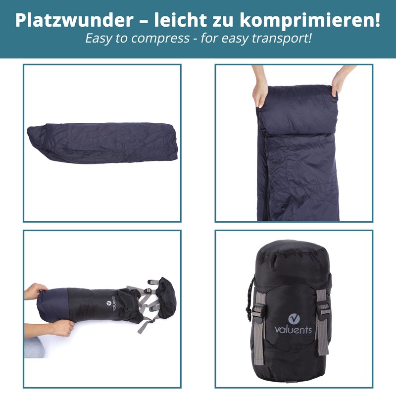 valuents Outdoor Down Sleeping Bag 215 cm – Ultralight and