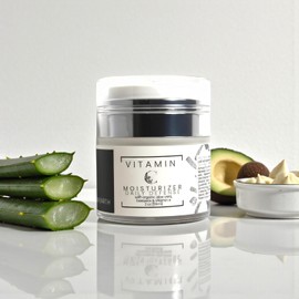 Vitamina C humectante – Crema orgánica diaria antiarrugas antiedad con aloe y caléndula, 2 onzas