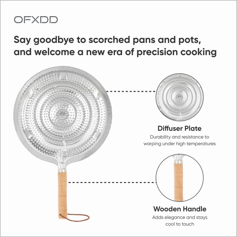 Heat Diffuser for Gas Stove - Flame Spreader with Wooden