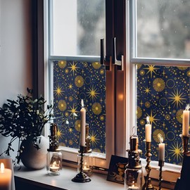 neukids Gold Starry Double-Sided Thickened Christmas Glass Film Christmas Decorations Window clings Winter Window Decorations Christmas Door clings for Classroom Office door16.93"x78.74"
