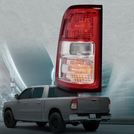 Tail Light Left Driver Side w/Bulb Compatible with Dodge Ram 1500 2019-2023/Not Fit Ram 1500 Classic Models/Not Fit Led Type Tail Light Models 55112989AE, CH2800221 Red & Clear Lens