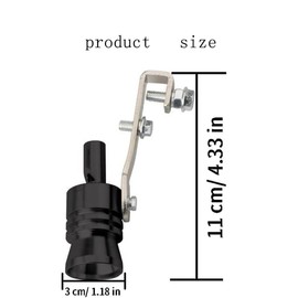 Turbo Sound, Turbo Sound Whistle, Exhaust Sound Booster Whistle, for Turbocharger Whistles in the Car, Universal Turbo Whistle Sound Generator Tuning - Exhaust Pipe for Tailpipes, Size L (Black)