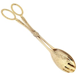 Food Tongs Zinc alloy Cooking Clips Gold Scissors Shape Buffet Clamps With Exquisite Pattern Practical Kitchen Accessories Multipurpose Serving Clip for Salad Pastry Barbecue (Pointed head)